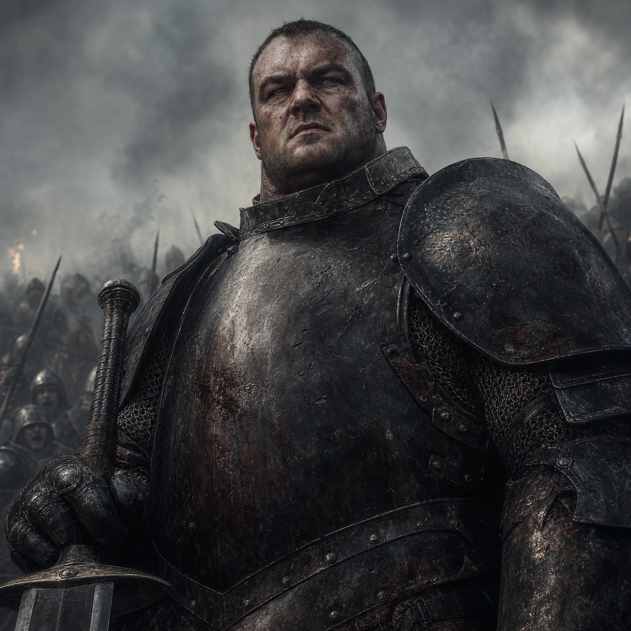 Portrait of Gregor Clegane as a massive armored battlefield terror at the Green Fork.