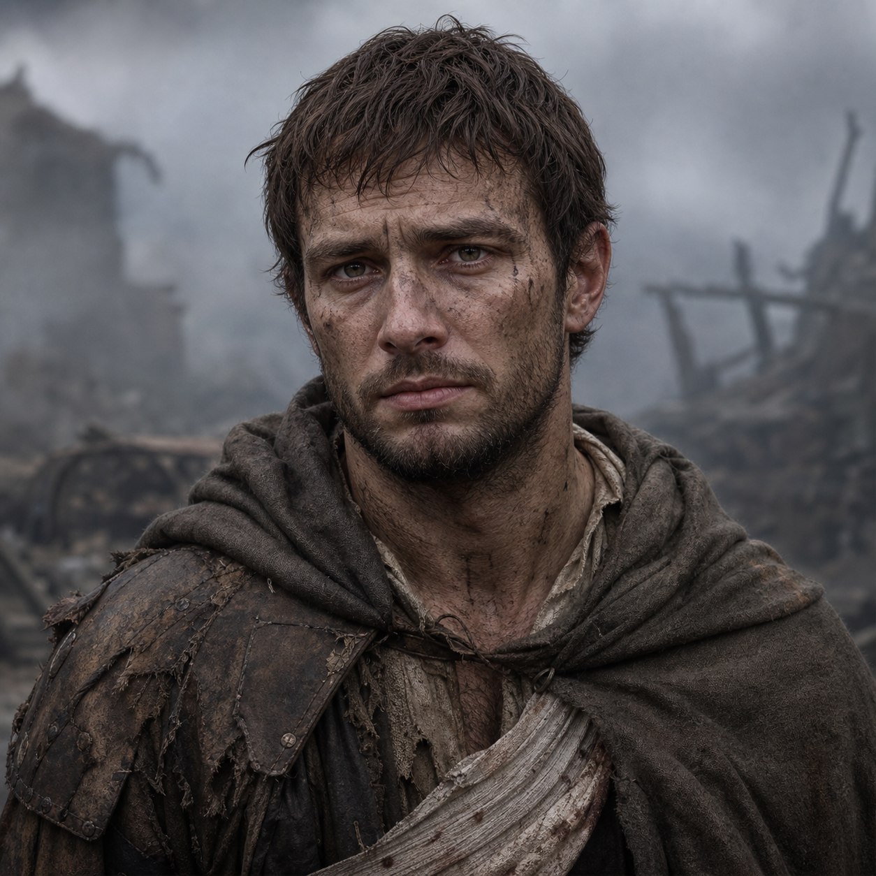 Portrait of Edric as a quiet wounded survivor from the battlefield hovel.