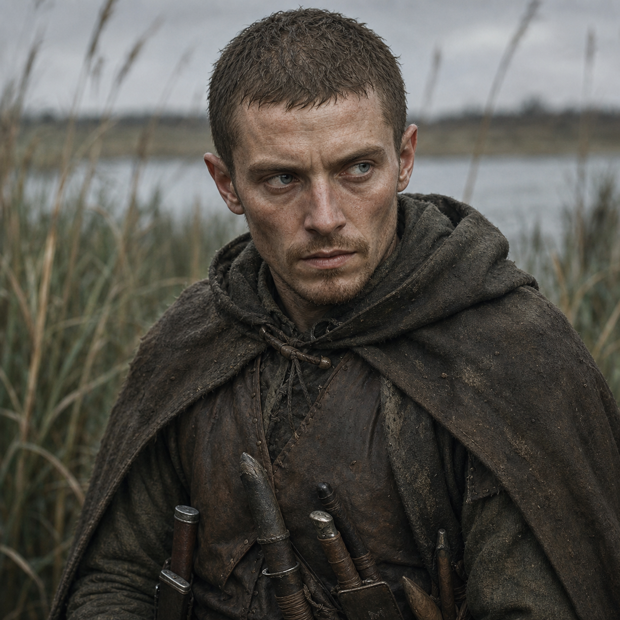 Portrait of Garrel Reed as a small, wiry knife carrier at the edge of the reeds.